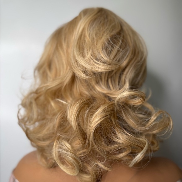 Women Layered Fluffy Straight Hair Blend Heat Wig Blonde Mix Wig - Picture 3 of 7